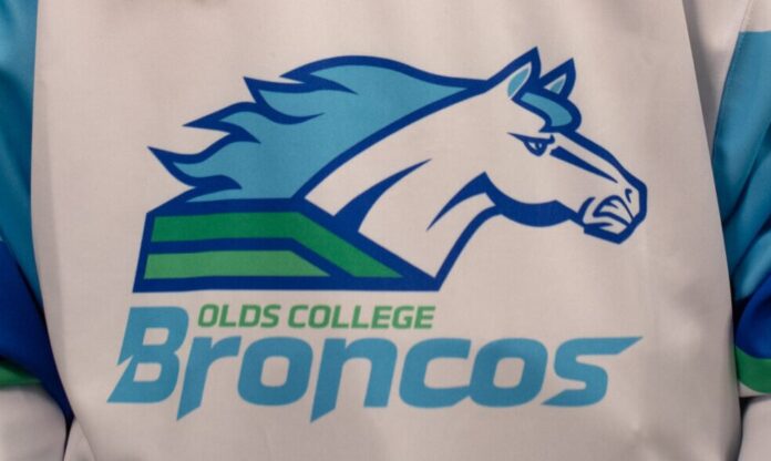 Olds College Broncos women's hockey jersey. (Supplied, Olds College Broncos - photo credit: Abbey Iversen/Lazy A Photography)