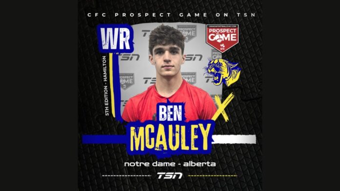 CFL Prospect Ben McAuley from Notre Dame in Red Deer. (Supplied, Red Deer Catholic Regional Schools)