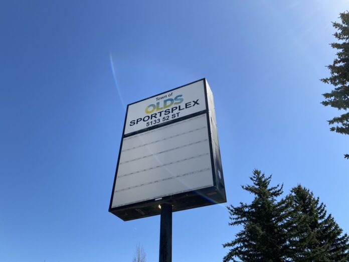 Olds Sportsplex Sign (Ethan Montague, MyMountainviewNow staff)