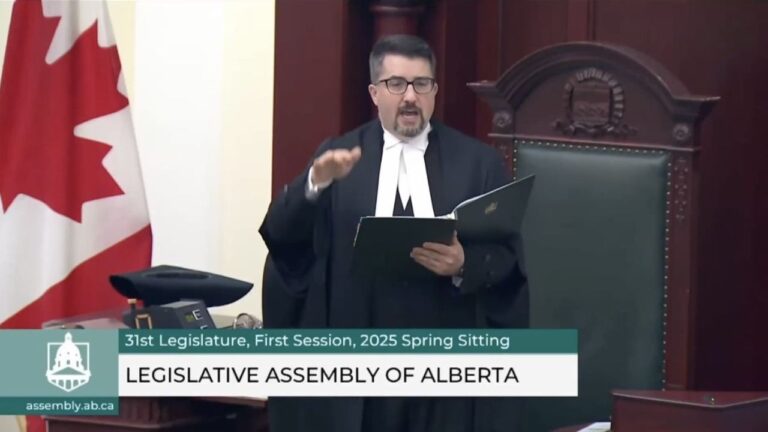 Nathan Cooper, the MLA for Olds-Didsbury-Three Hills and the Speaker of the Legislative Assembly of Alberta, in the legislature on May 7, 2025. (Galen Hartviksen, mymountainviewnow.com staff)
