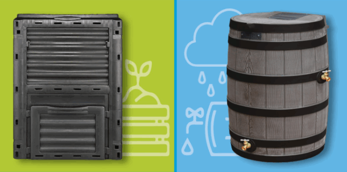 Rain barrel/compost bin graphic (Supplied, Town of Olds)