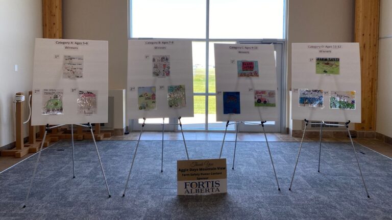 MVC Farm Safety posters on display at the county's main office (Ethan Montague, MyMountainViewNow staff)