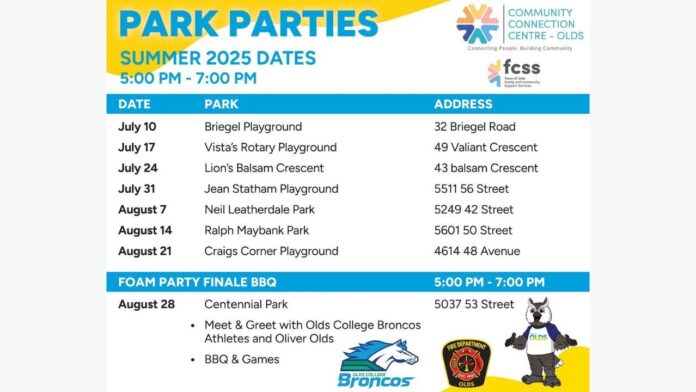 (olds.ca/parkparties)