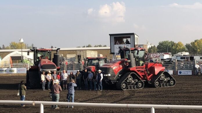 Future AG sponsorship for the Olds Regional Exhibition announcement at Oldstoberfest Pro Rodeo on September 12, 2025. (Galen Hartviksen, mymountainviewnow.com staff)