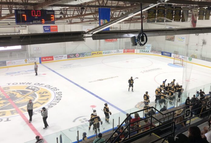AJHL preseason finale for Olds Grizzlys versus Drumheller Dragons on September 13, 2025. (Galen Hartviksen, mymountainviewnow.com staff)
