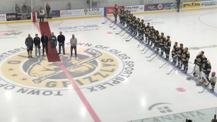 Home opener for the Olds Grizzlys on September 20, 2025. (Galen Hartviksen, mymountainviewnow.com staff)