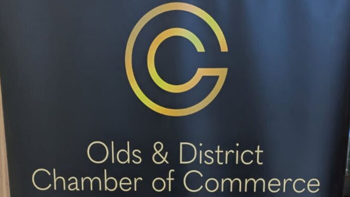 Olds & District Chamber of Commerce sign. (Cory Noel, mymountainviewnow.com staff)
