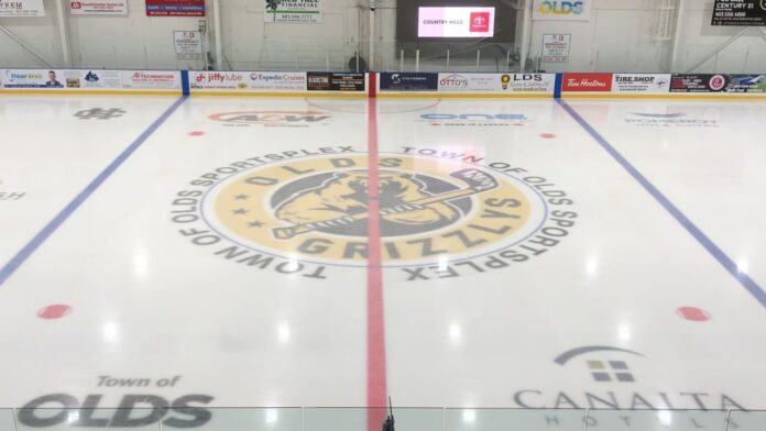 Olds Sportsplex ice surface for 2025-2026. (Galen Hartviksen, mymountainviewnow.com staff)
