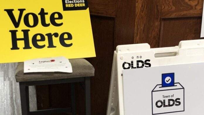 Town of Olds Polling Station at the Olds Royal Canadian Legion on October 20, 2025. (Galen Hartviksen, mymountainviewnow.com staff)