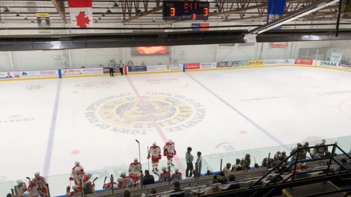 Olds Grizzlys and Calgary Canucks go to overtime on October 31, 2025. (Galen Hartviksen, mymountainviewnow.com staff)