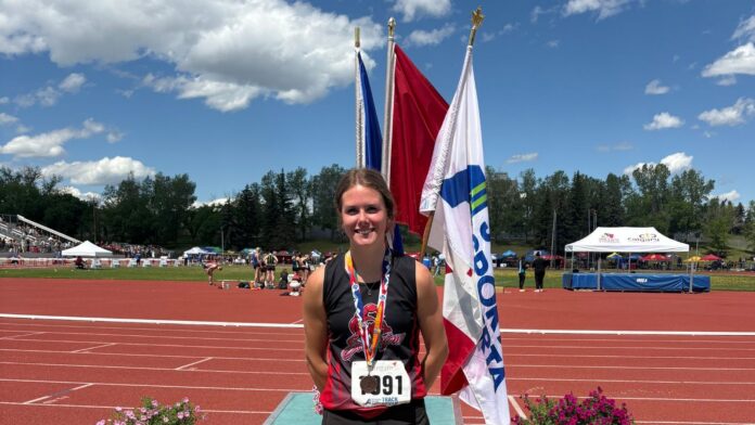 Bella Packer, provincial high school bronze medalist in senior girls javelin. (Supplied, Sundre High School)