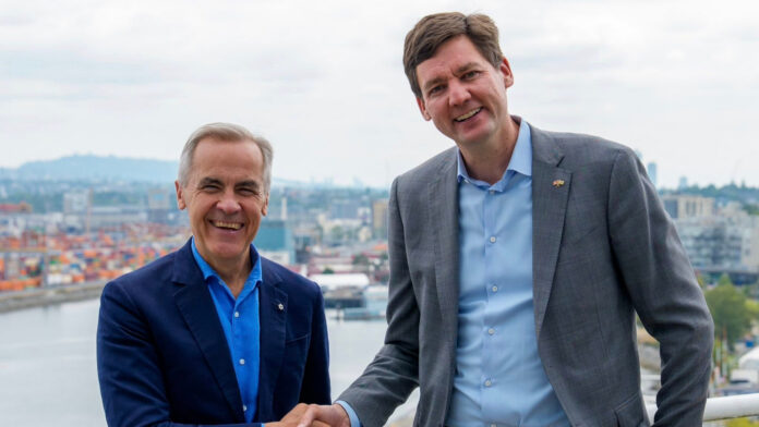 File photo: Prime Minister Mark Carney met with Premier David Eby during a tour through British Columbia in August 2025. | Facebook, Mark Carney