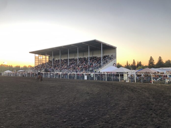 Grandstand on the Olds Regional Exhibition grounds at C5 Rodeo's Oldstoberfest Pro Rodeo on September 12, 2026. (mymountainviewnow.com staff)